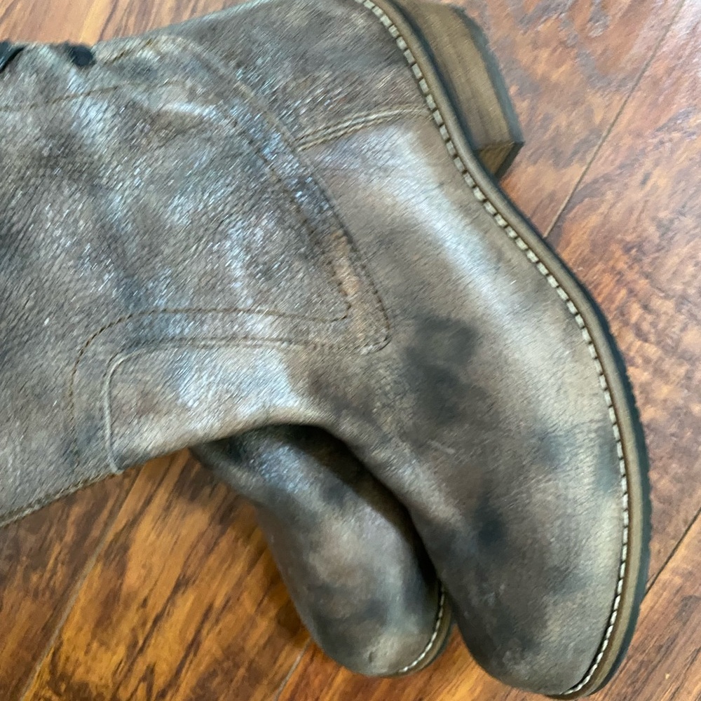 Lace up leather boots vintage grey Wolky's size 41 eu zipper side preowned - Picture 4 of 11
